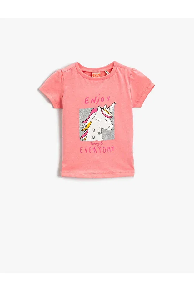 Детская футболка с принтом Unicorn printed t-shirt crew neck cotton Koton, Pembebt