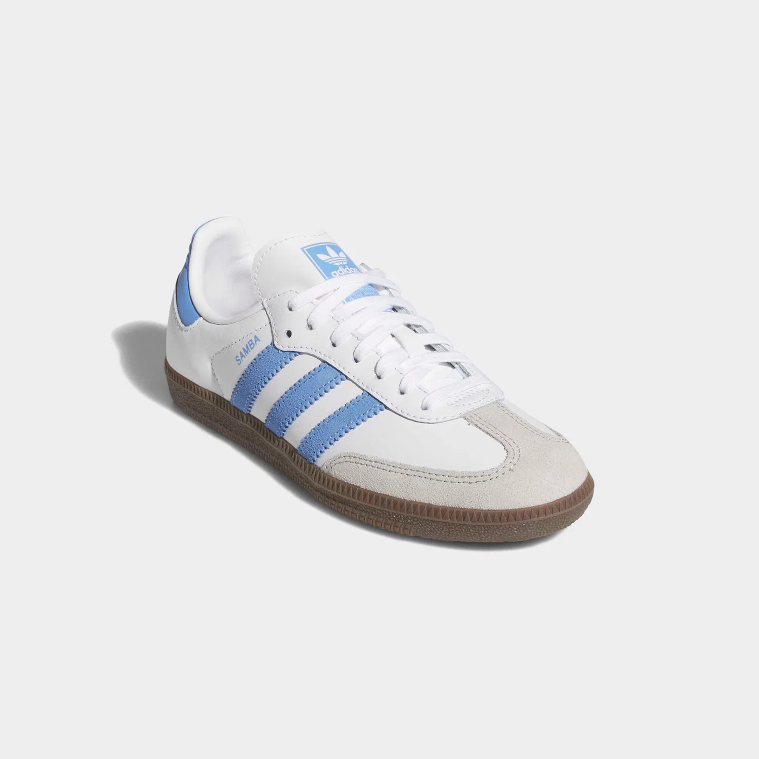 Детские кроссовки с тремя полосками Samba OG Adidas Originals, Cloud White/Blue Fusion