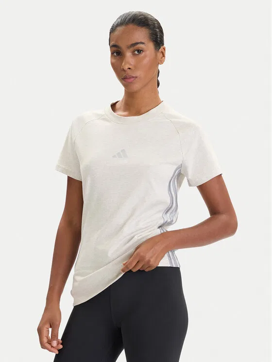 Футболка slim fit Holiday 3-Stripes Adidas, бежевый