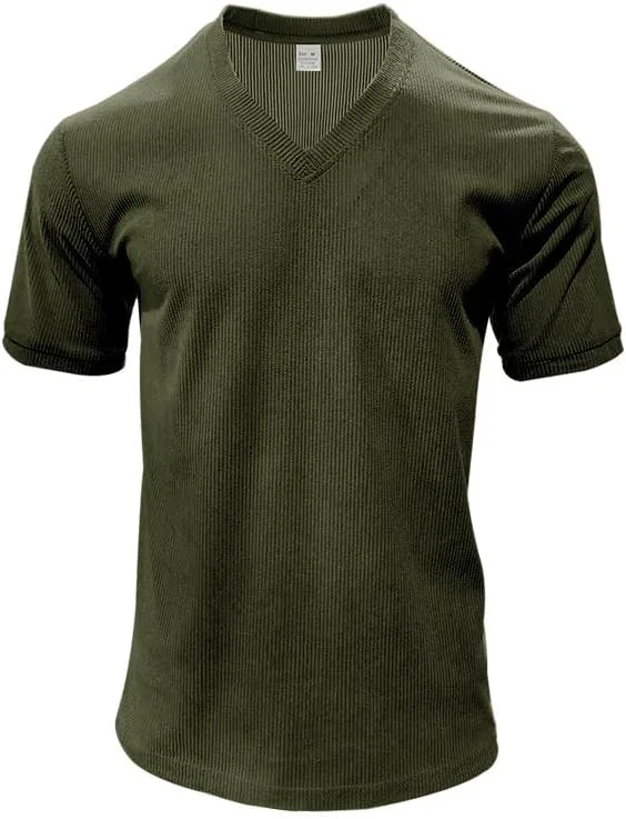 Мужская майка для тренировок с глубоким V-вырезом, Army Green — фото 2