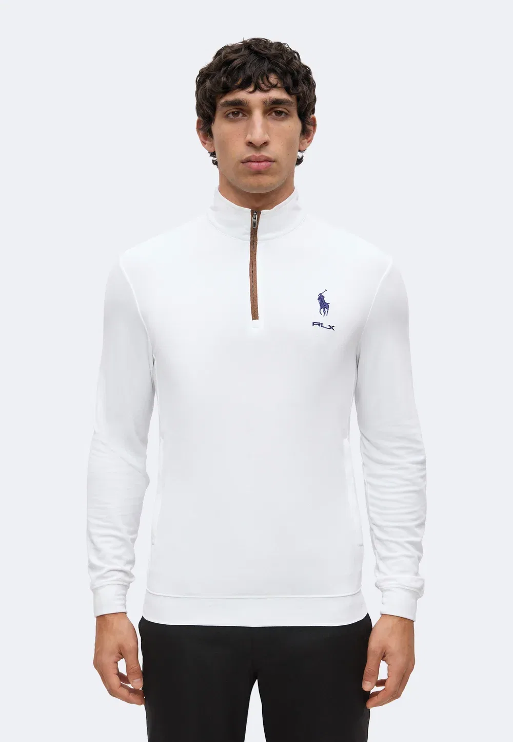 Футболка с застежкой-молнией до середины груди и длинными рукавами Polo Ralph Lauren, Ceramic White
