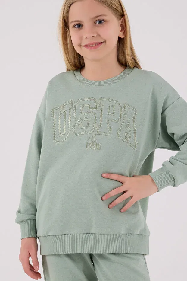 Детский комплект из свитшота и брюк с вышивкой U.S. Polo Assn., Green — фото 4