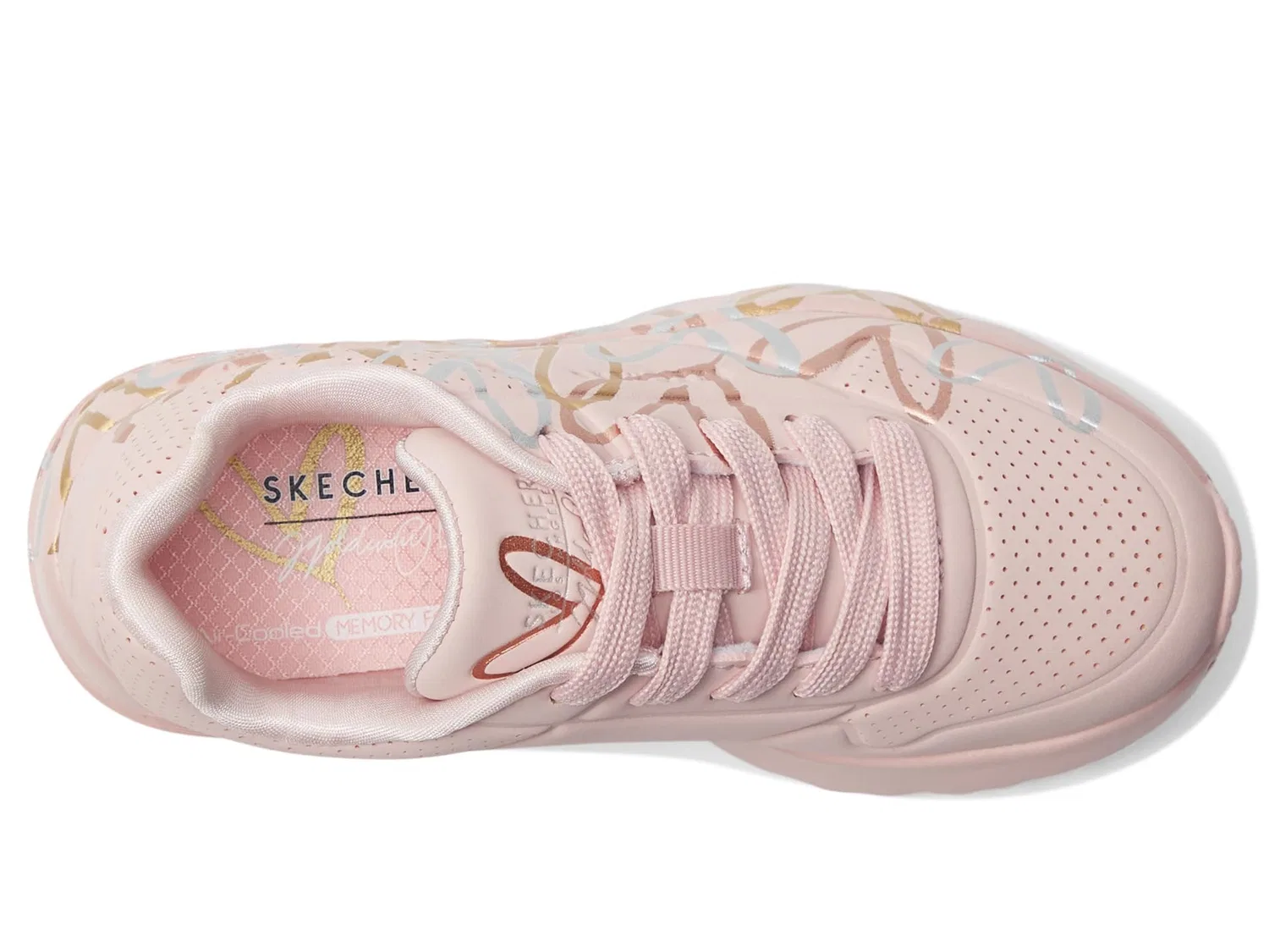 Детские кроссовки для девочек с принтом Skechers Uno Lite Metallic Love, Mauve Multicoloured — фото 4