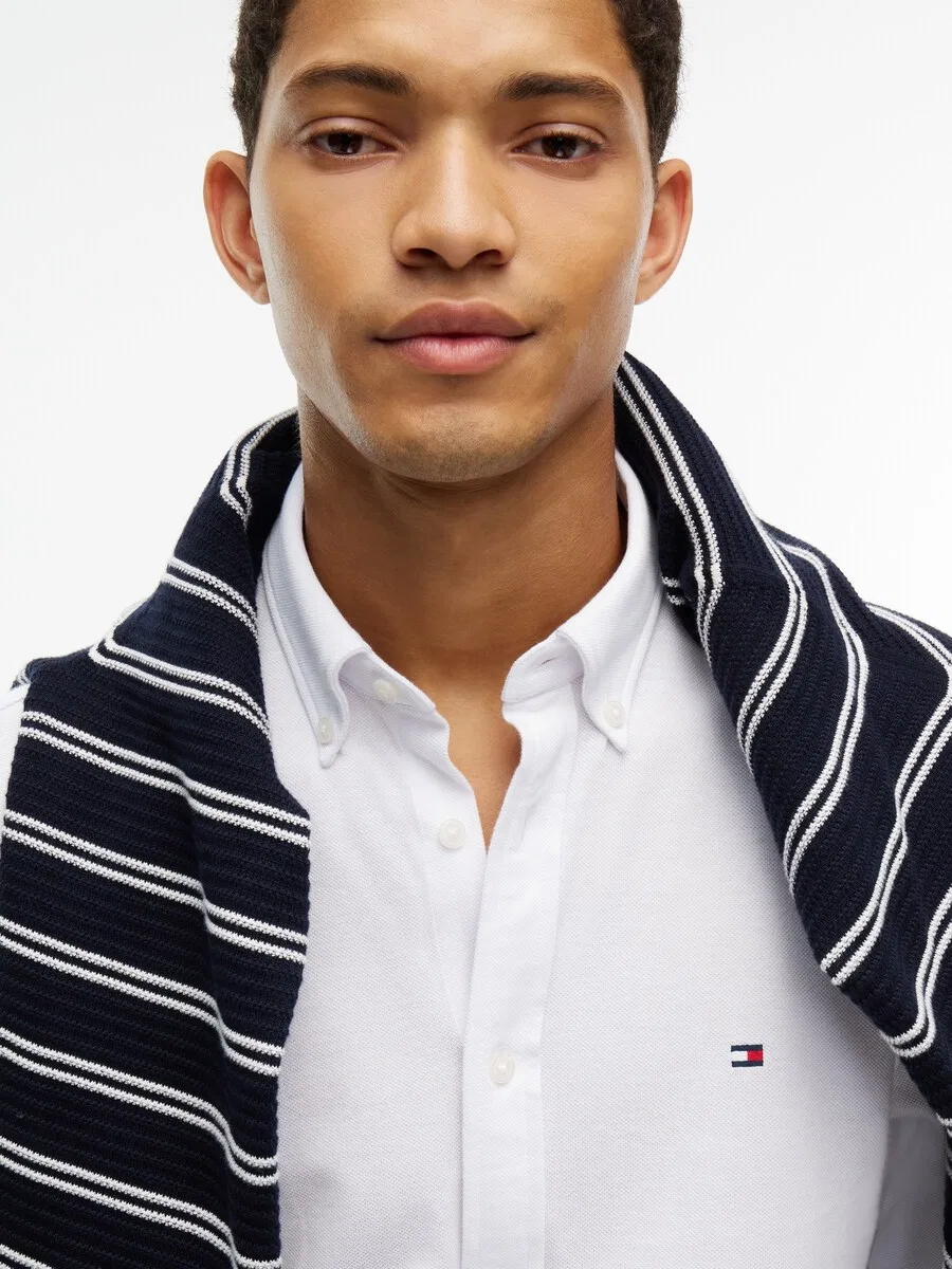 Рубашка на пуговицах приталенного кроя TOMMY HILFIGER, белая — фото 3