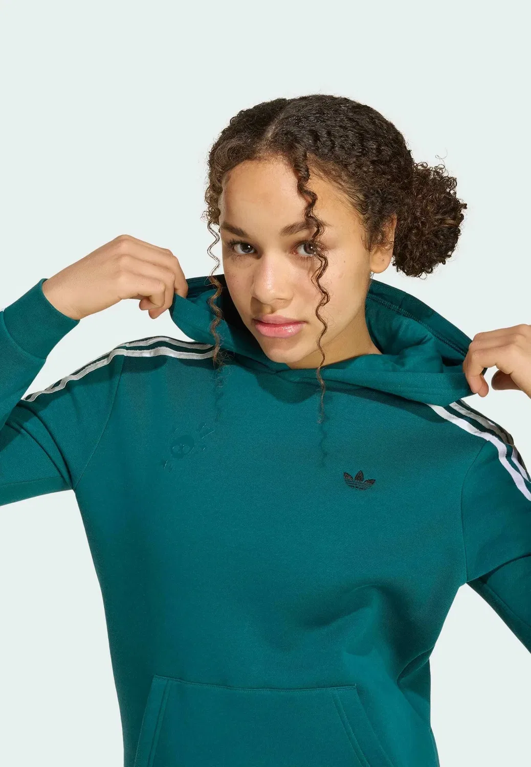 Толстовка с графическим принтом, свободного кроя, унисекс - худи Adidas Originals, Rich Green White — фото 3