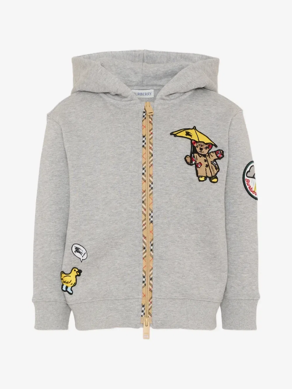 Худи с нашивкой Thomas Bear Burberry Kids, серый