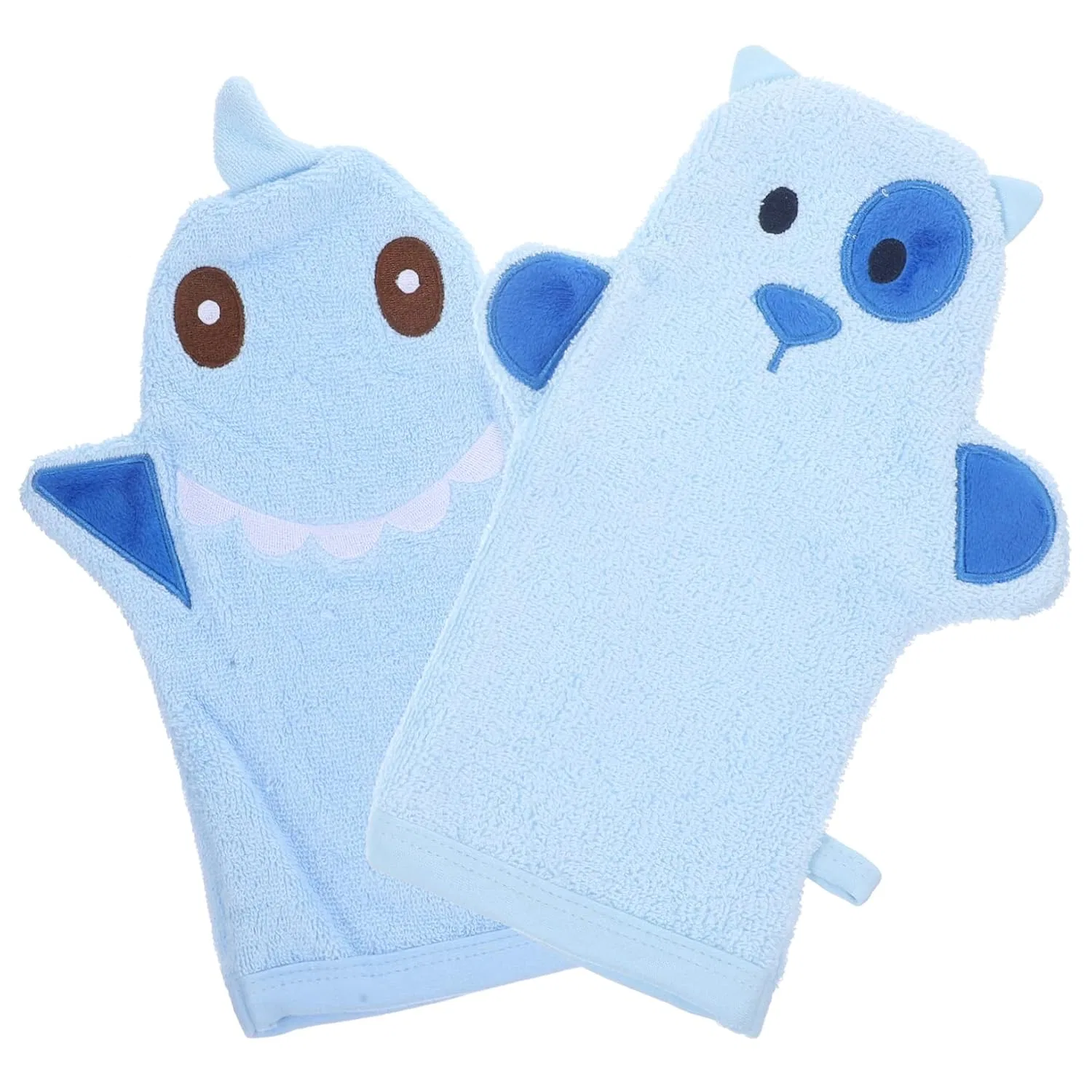 No brand Мочалка-варежка для душа, 2 шт, Cotton, Blue