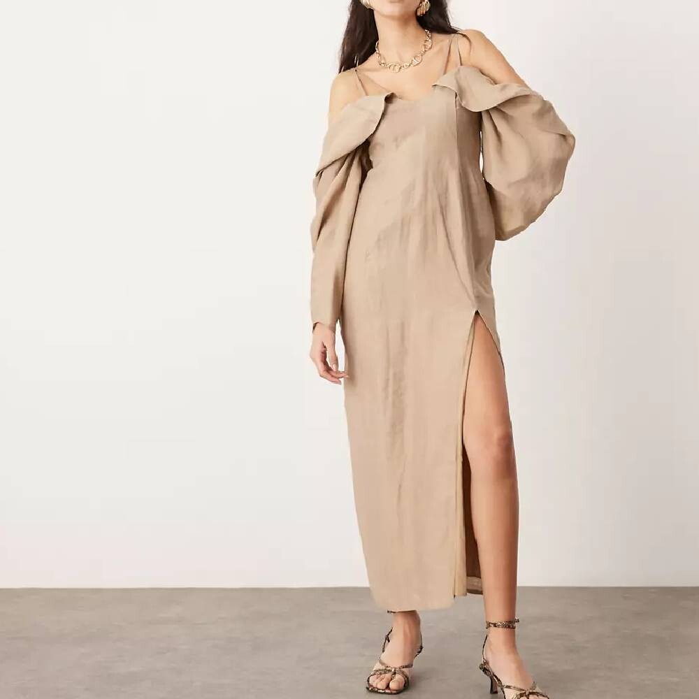 

Платье Asos Edition Drama Bardot, светло-бежевый