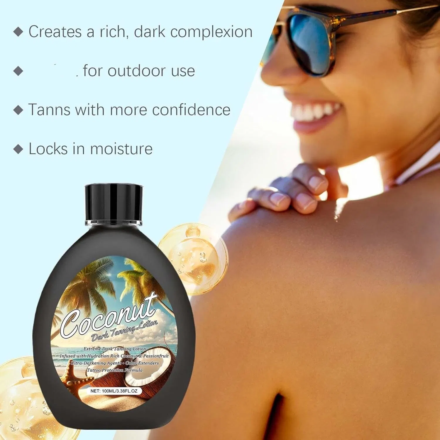 Лосьон для загара Coconut Tanning Lotion, Yuxtth, 100 мл, 1 шт. — фото 4