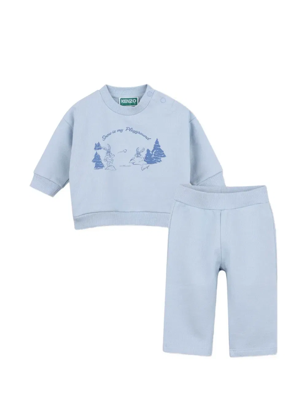 Комплект из толстовки и брюк с графичным принтом Kenzo Kids, синий