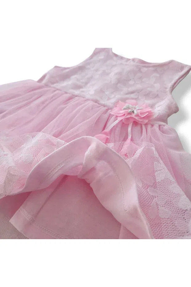 Детское платье для девочек без рукавов с кружевом Becol Baby, Pink — фото 3