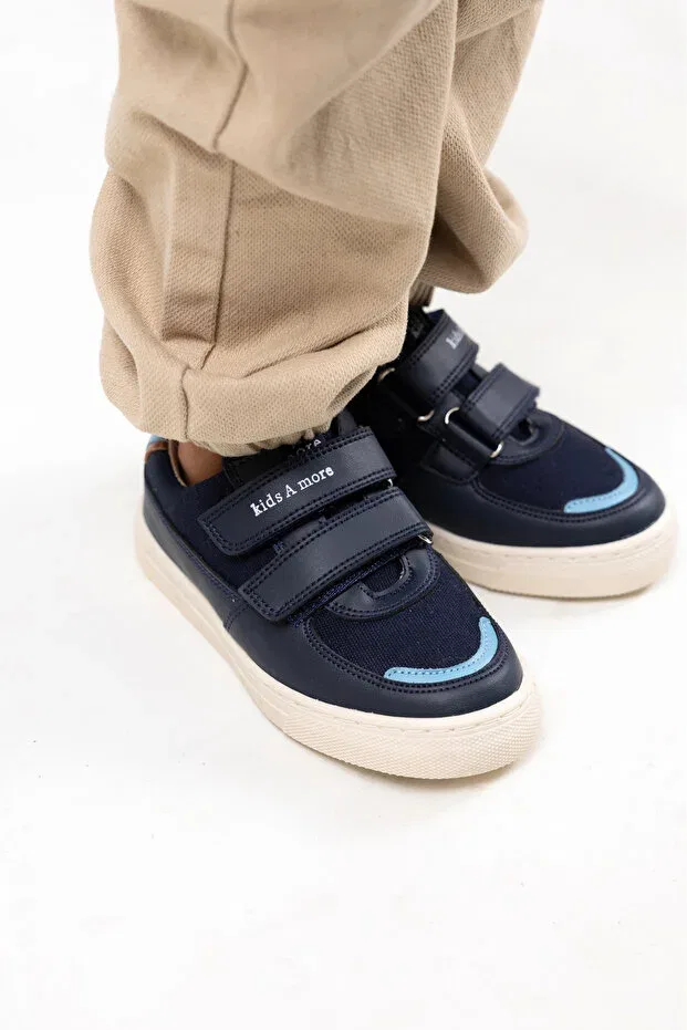 Детские туфли для мальчиков на липучке Honor Kids A More, Navy Blue — фото 2