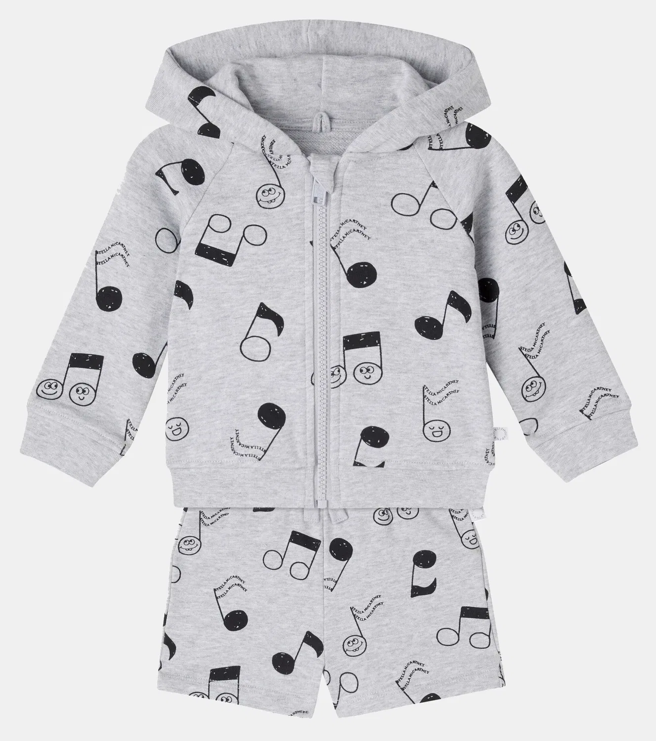 Комплект из флисовой толстовки и шорт для малышей Stella Mccartney Kids, серый — фото 2