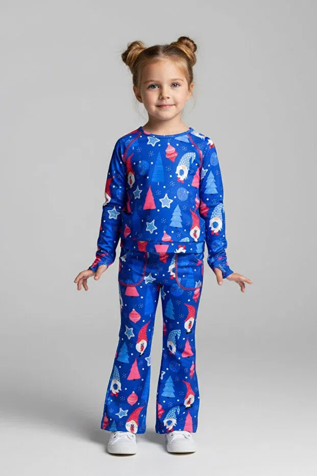 Детские леггинсы для девочек с принтом Merrywear New Year Printed Flared Colorinas, Sax Blue — фото 3