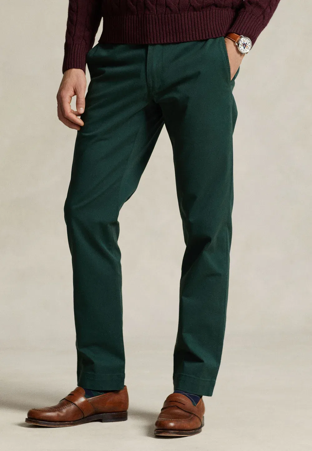 Брюки-Чиносы Bedford из эластичной ткани зауженного кроя - чиносы Polo Ralph Lauren, College Green