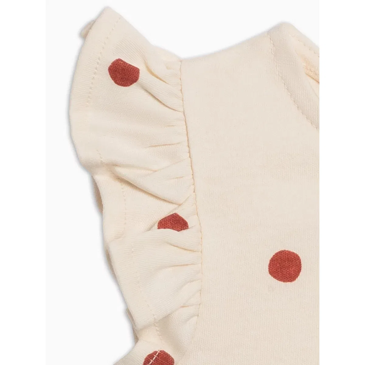 Детское боди для девочек с рукавами-воланами Bea Ruffle Sleeve Colored Organics, Barn Polka — фото 2