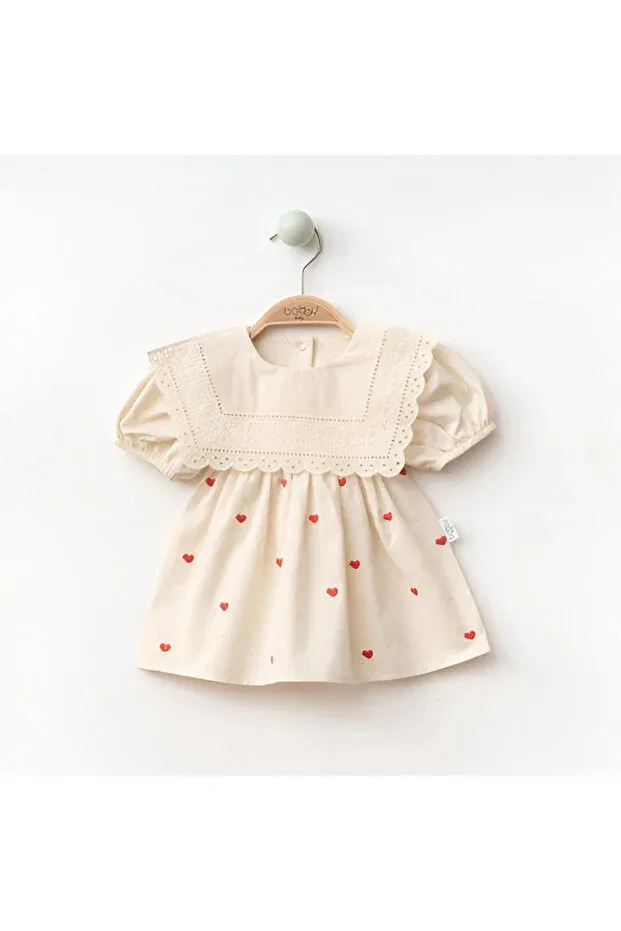 Детское платье для девочек хлопковое Red heart dress Bobby Baby, Beige