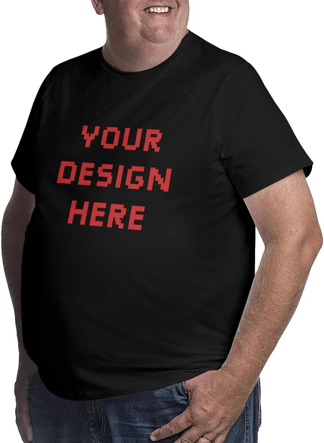 Мужская свободная футболка с фотопечатью Custom Big and Tall T Shirts, Black — фото 2