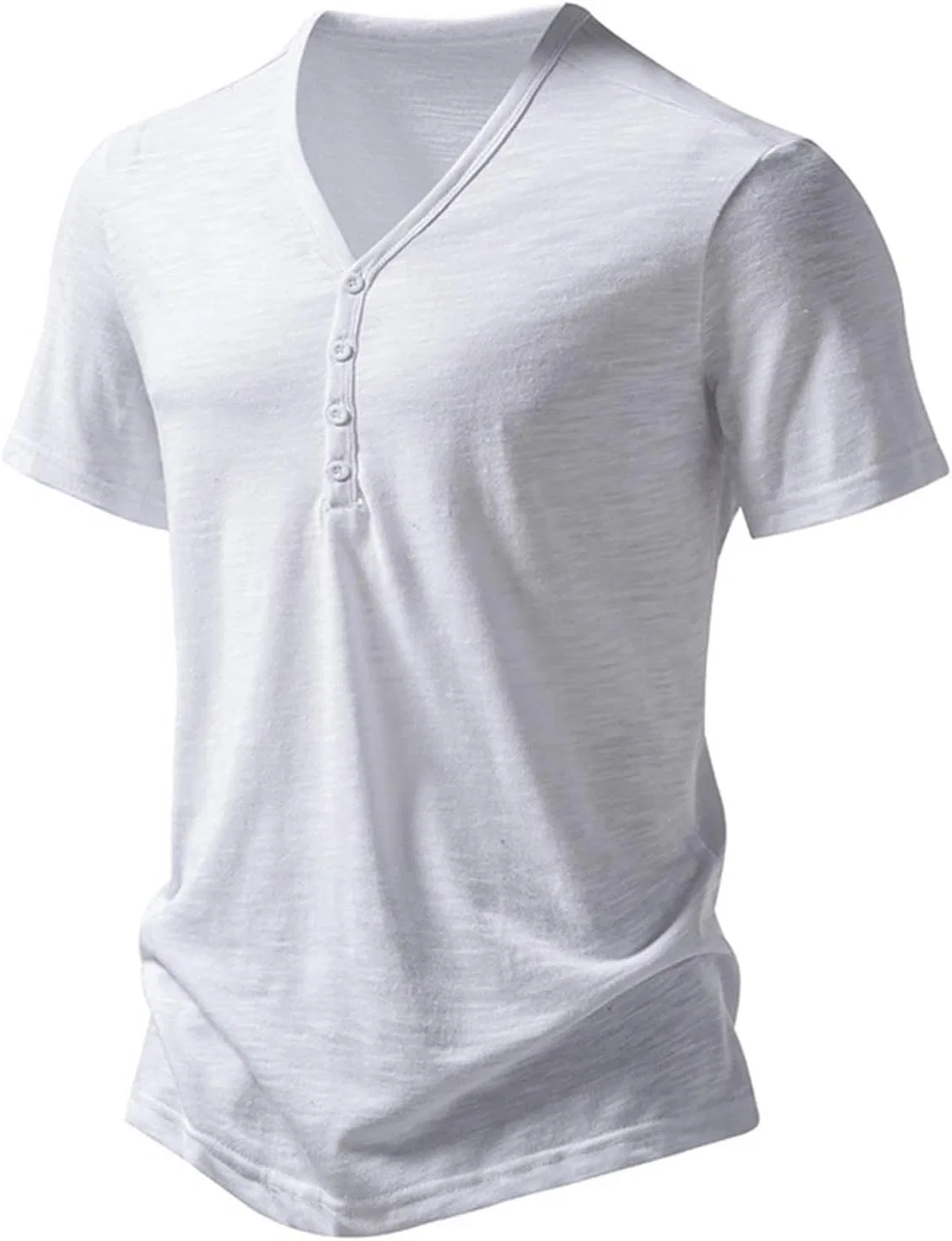 Мужская хлопковая футболка-поло с V-образным вырезом Regular Fit, White — фото 2