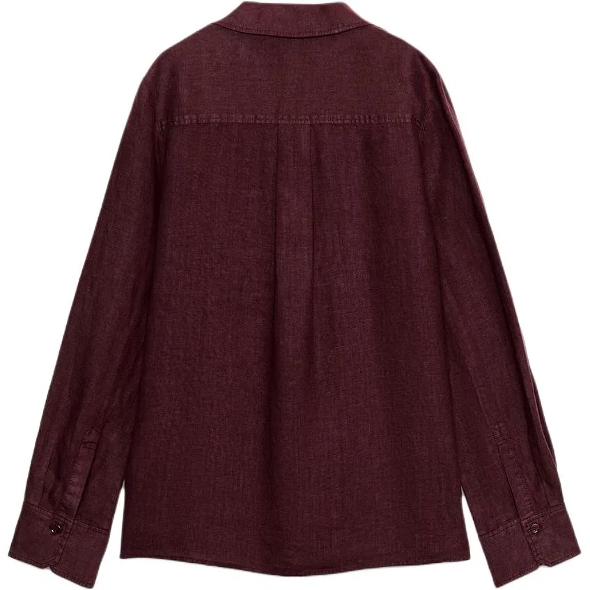 Женская рубашка с лацканами ZW Shirts Burgundy, ZARA, Бургунди — фото 3