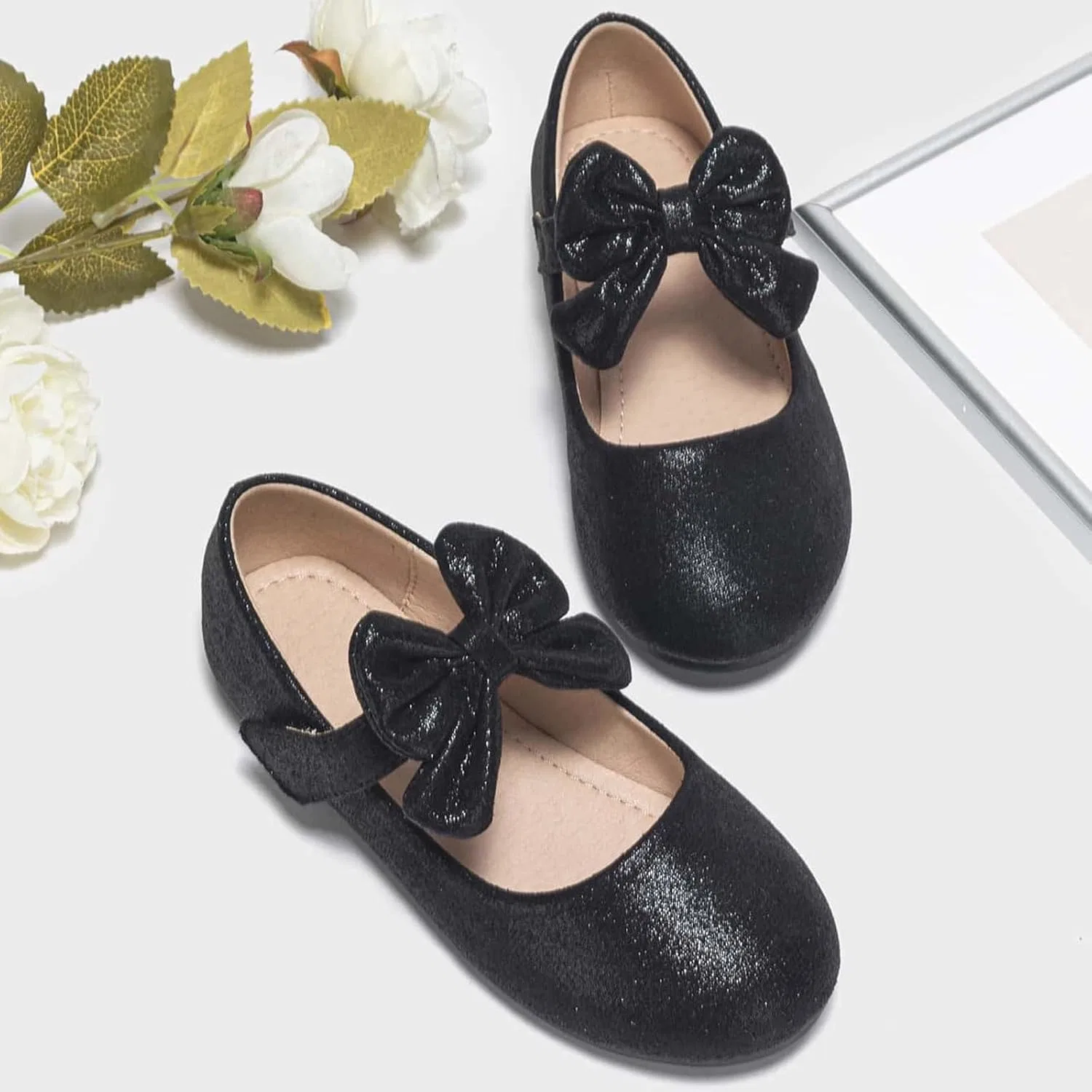 Детские балетки для девочек с бантом Mary Jane Shoes Ballet Bow, Black — фото 2