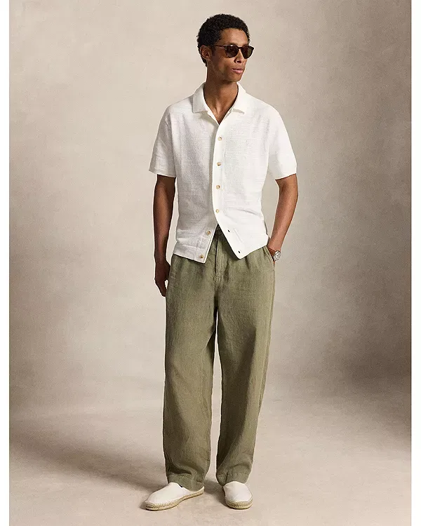 Мужская рубашка-кардиган с коротким рукавом Polo Ralph Lauren, белый — фото 2