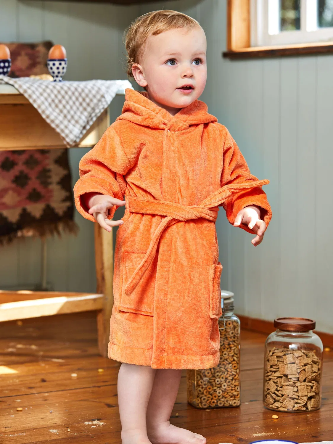 Халат махровый с капюшоном и ушками лисы, JoJo Maman Bébé, ржаво-оранжевый — фото 2