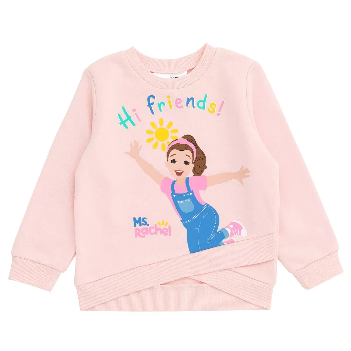 Детский комплект из свитшота и джоггеров с принтом Ms. Rachel Animals, Ms. Rachel, Baby Pink — фото 3