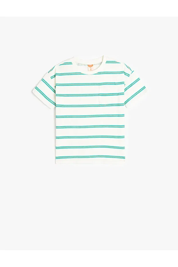 Детская футболка для девочек хлопковая Koton, Ecru Striped