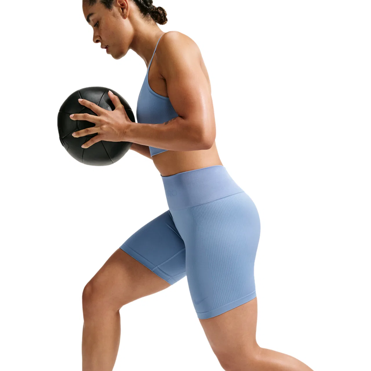 Женские бесшовные шорты-велосипедки Nike Pro Dri-FIT Seamless High-Rise 5In, Work Blue — фото 3