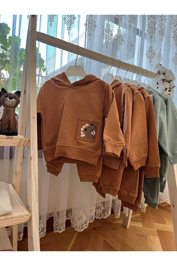 Детский спортивный костюм с принтом Panda Appliqued Eared Tracksuit Set Minikaya, Cinnamon — фото 2