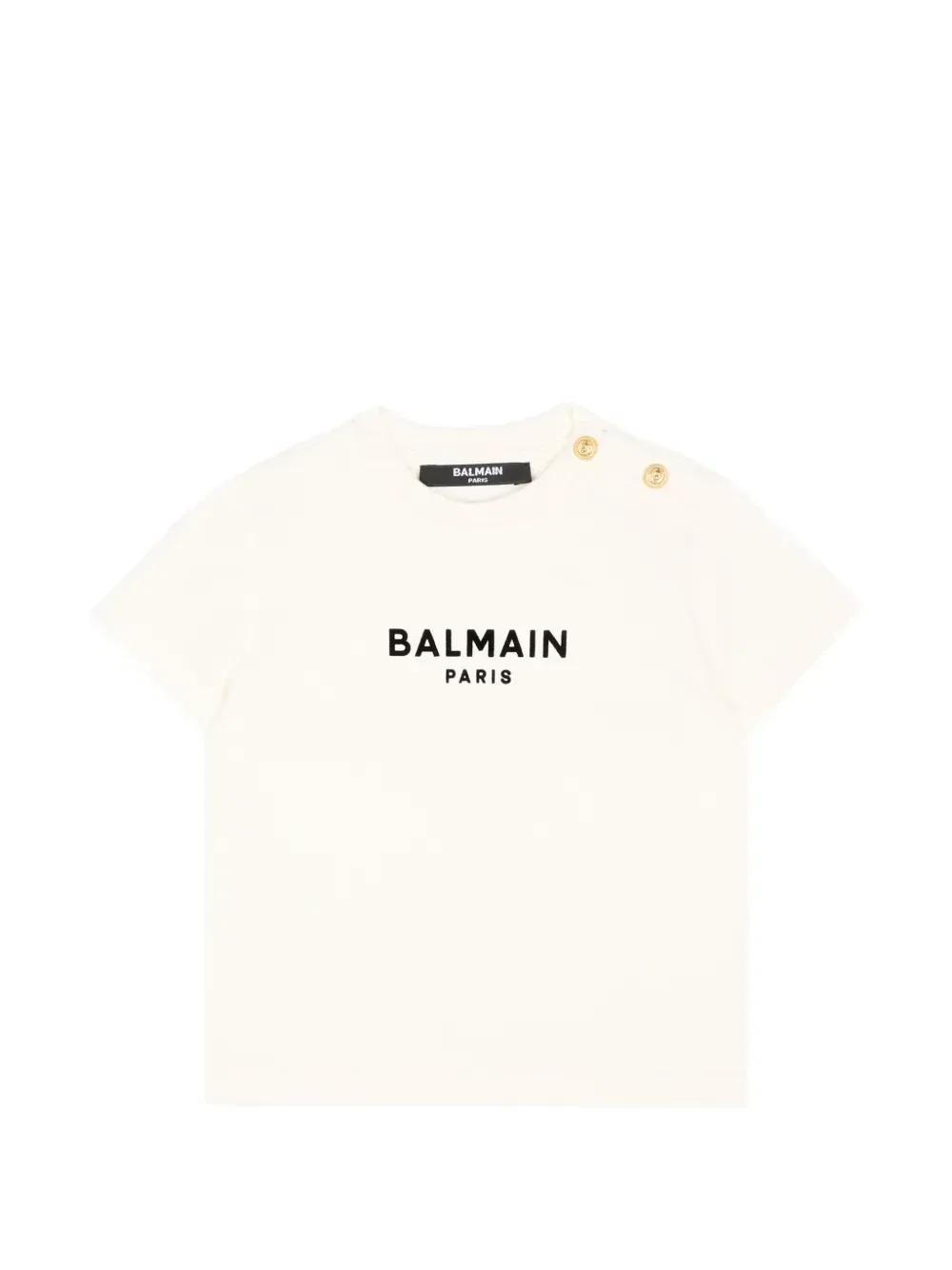 Футболка с логотипом и пуговицами Balmain Kids, бежевый