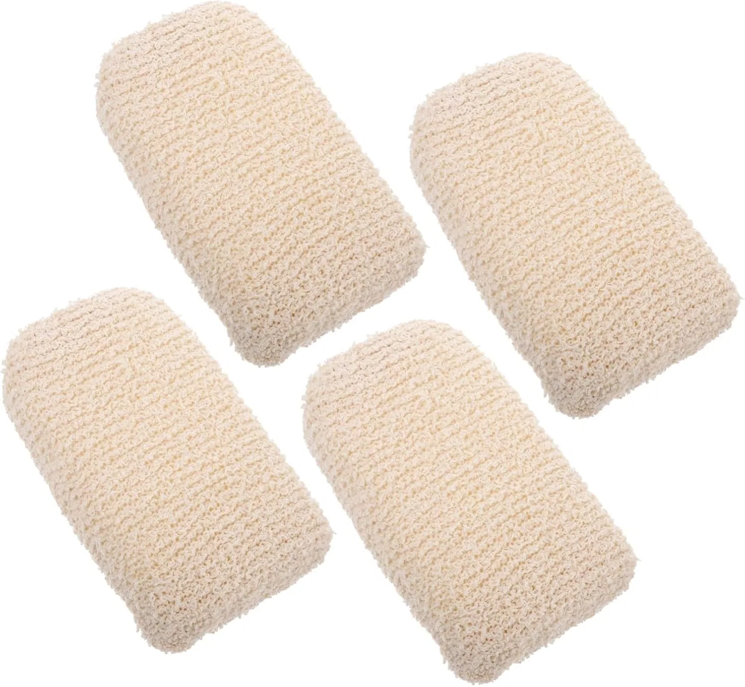 Мочалка для душа из хлопка и льна, 4 шт, SHERCHPRY, 15x10x4 см, Beige