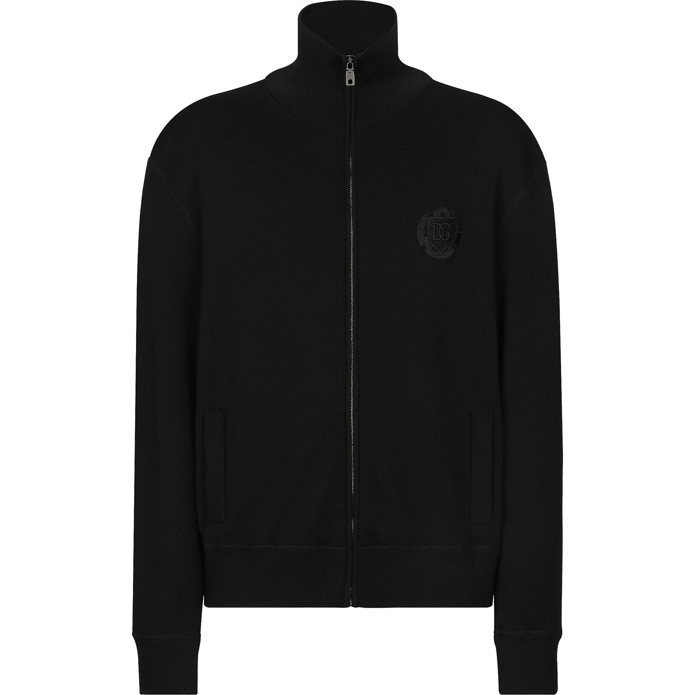 Толстовка Dolce & Gabbana Cashmere And Silk Zip-Up With DG Patch, черный