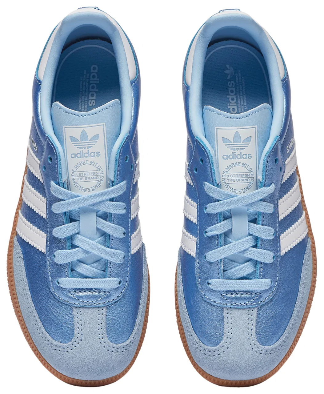 Детские кроссовки для девочек Samba adidas, Footwear White Metallic Blue — фото 4