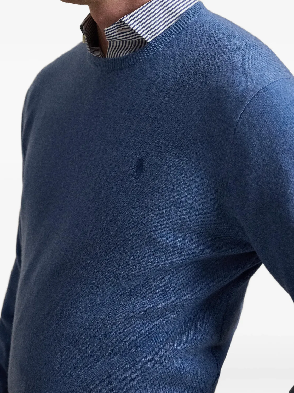 Polo Ralph Lauren Свитер V-образный с вышивкой Pony синий — фото 3
