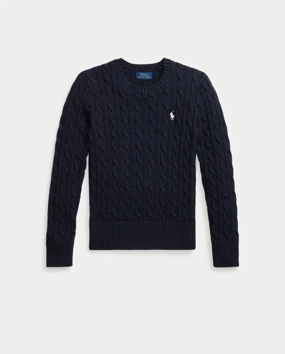 Детский джемпер для девочек хлопковый с косами Polo Ralph Lauren, Azul Marino — фото 4