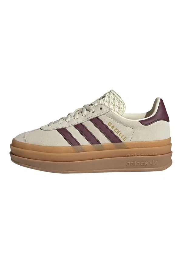 Кроссовки Gazelle Bold J Adidas Originals, кремово-белый, бордовый, золотистый металлик — фото 2