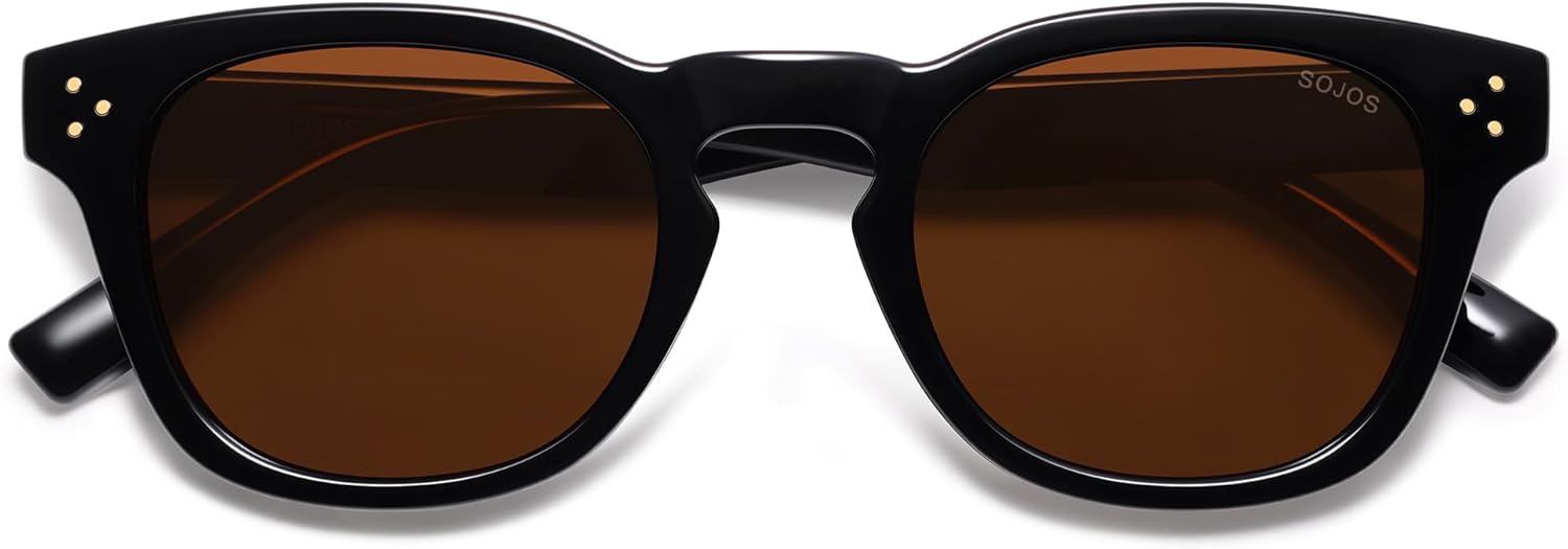 

Солнцезащитные очки SOJOS в стиле ретро-винтаж с поляризацией, женские и мужские, квадратные, в стиле панто, 70-80-е годы, защита от ультрафиолета UV400, модель SJ2662, Black/Brown