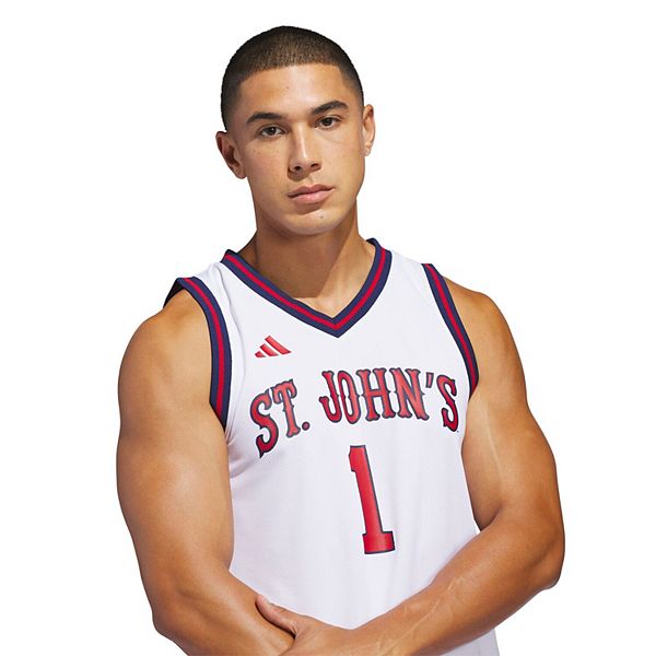 Мужская белая баскетбольная майка St John's Red Storm home replica Adidas — фото 4