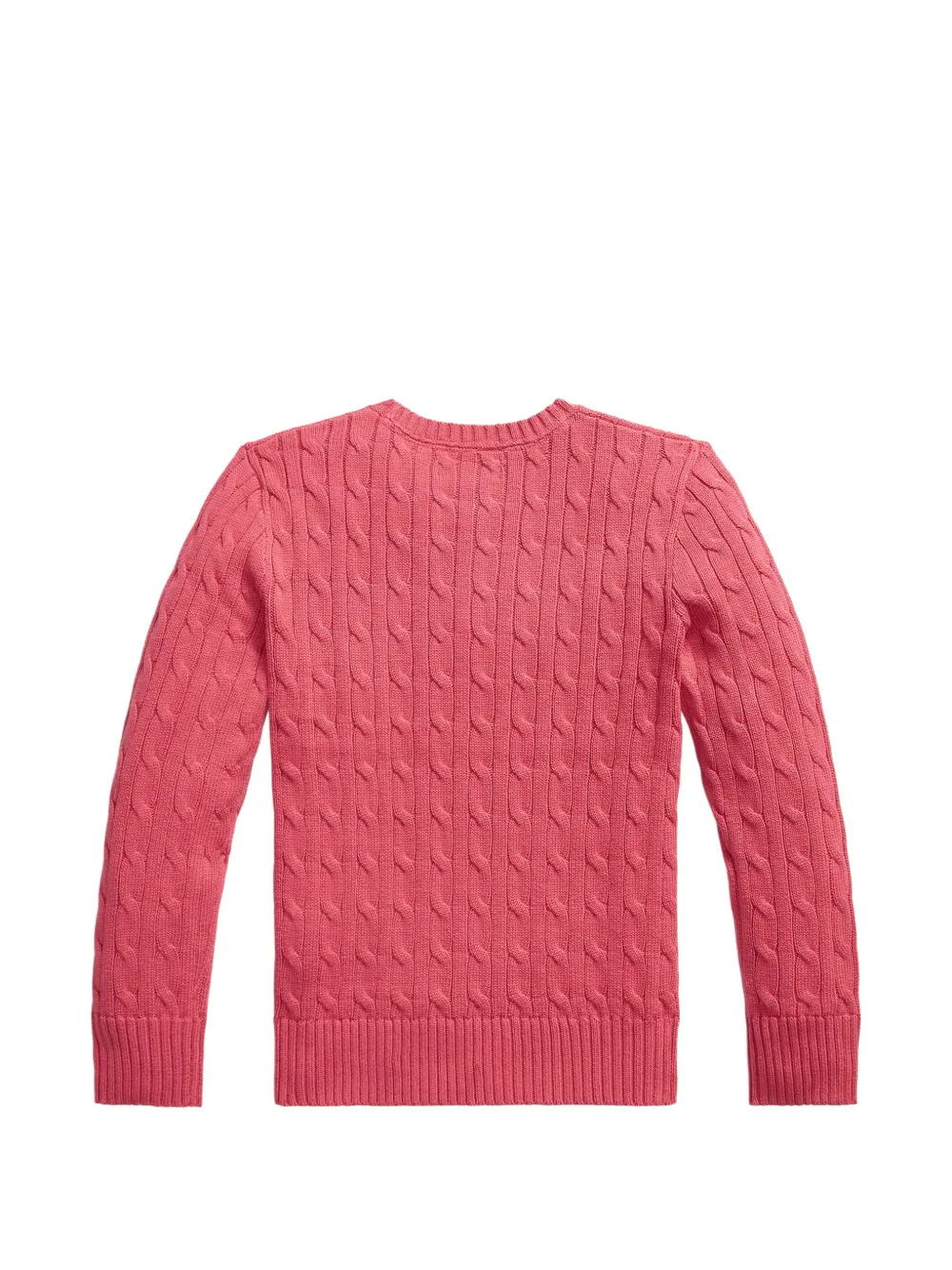 Хлопковый свитер с косами и вышитым логотипом Polo Ralph Lauren Kids, розовый — фото 2