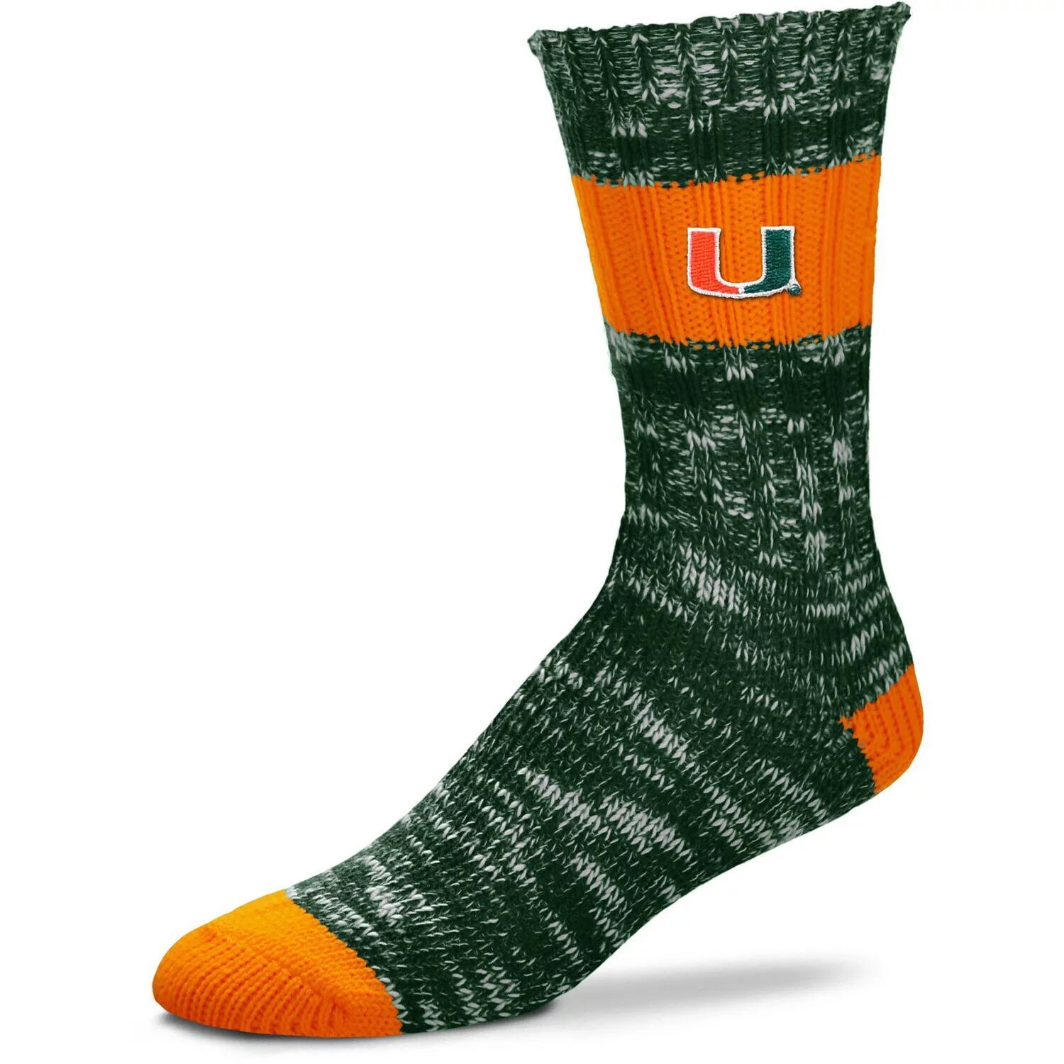 

Женские носки для босых ног Miami Hurricanes Alpine Stripes Crew Socks