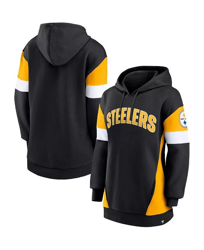 

Женский черный, золотой пуловер с капюшоном Pittsburgh Steelers Lock It Down Fanatics