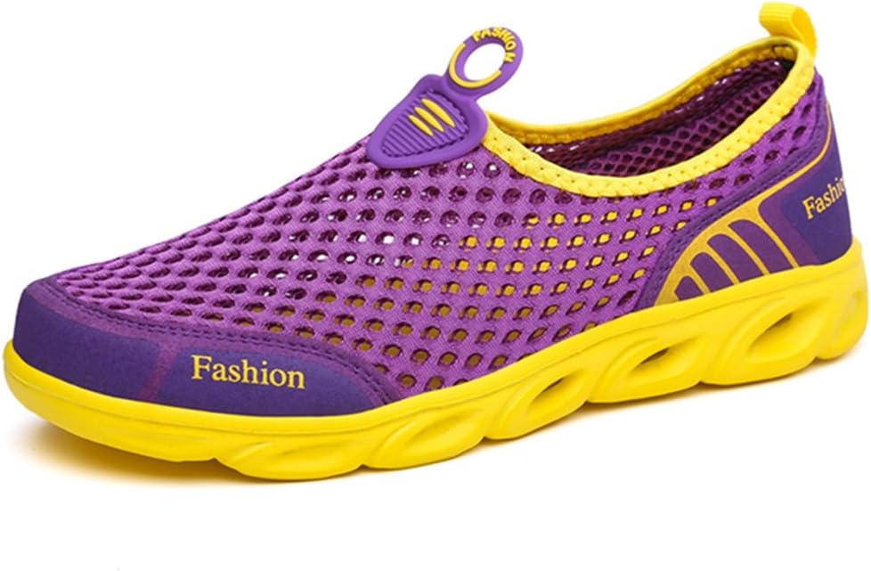 

Кроссовки для женщин и мужчин LGXH для пляжа и активного отдыха, легкие, с быстросохнущей сеткой, водонепроницаемые, без шнурков, желтый/фиолетовый