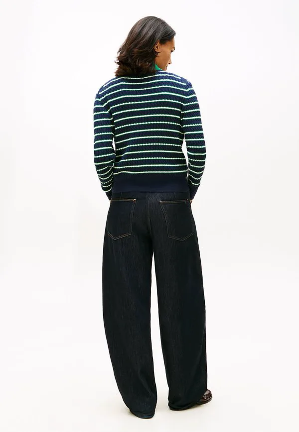 Кардиган с круглым вырезом и косами Tommy Hilfiger, Navy/Nouv Green/Calico Multi Stp — фото 3