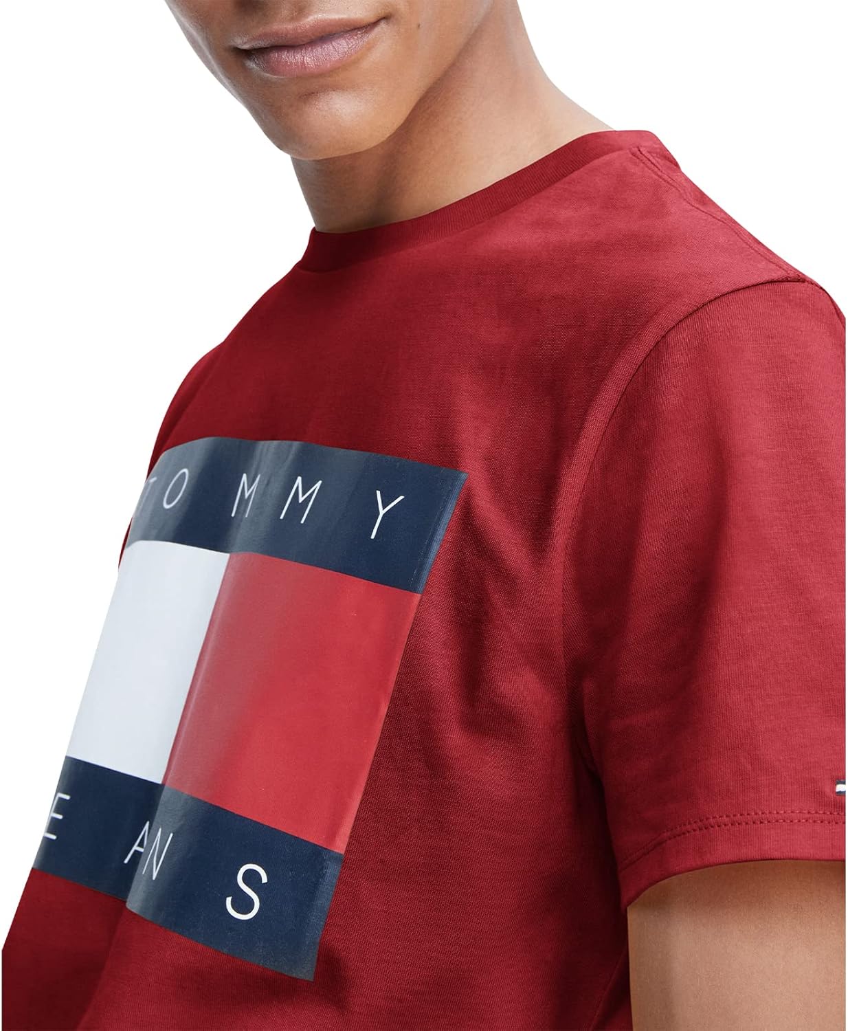 Мужская футболка с короткими рукавами и фирменными полосками Tommy Hilfiger, Blush Red — фото 3
