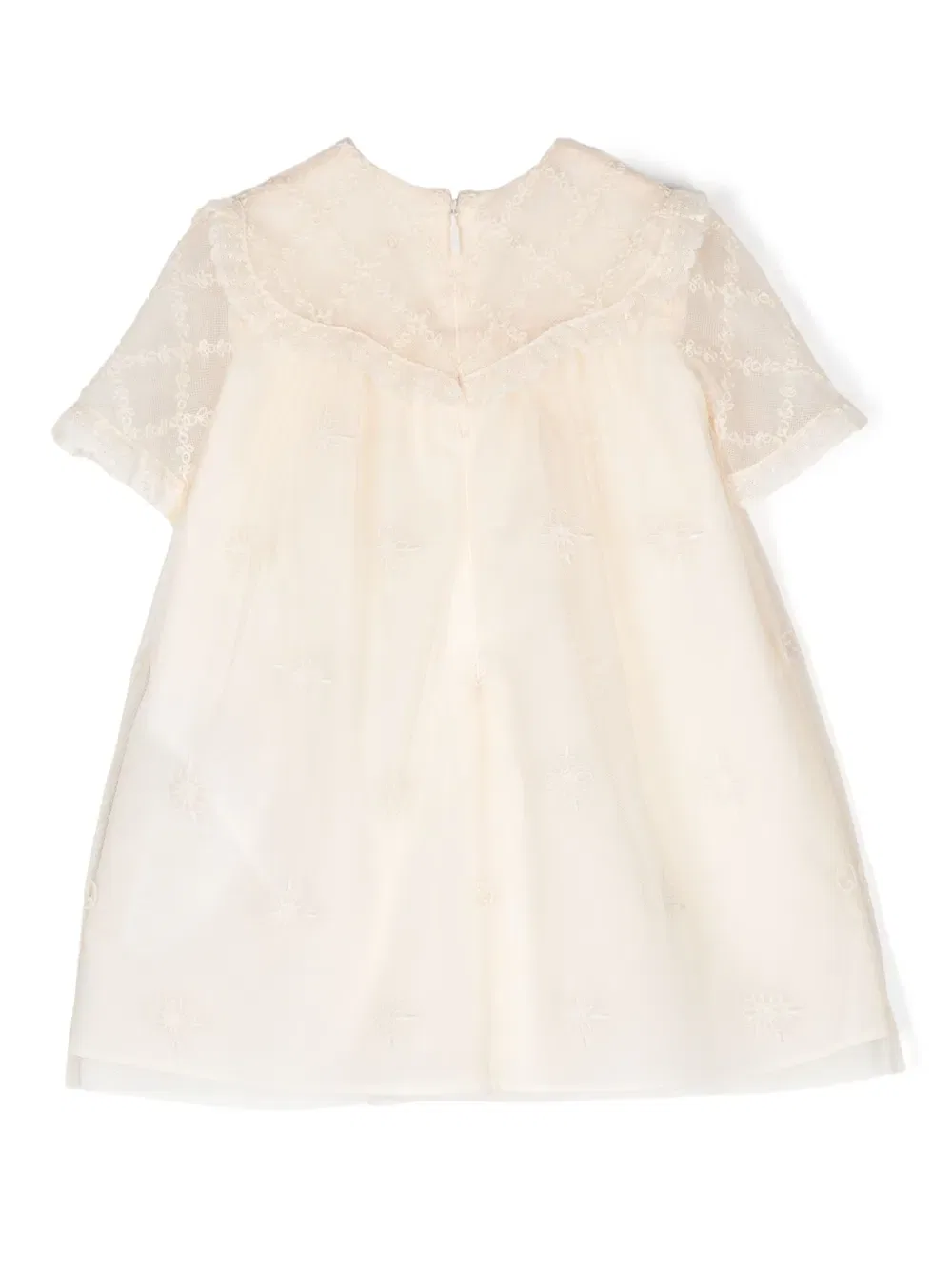 Платье из тюля с цветочной вышивкой Gucci Kids, нейтральный — фото 2