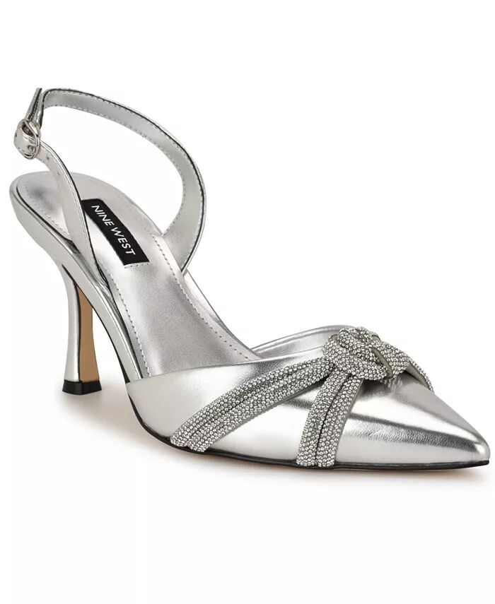 Женские туфли-лодочки Deby Slip On Dress Slingback Nine West, серебряный
