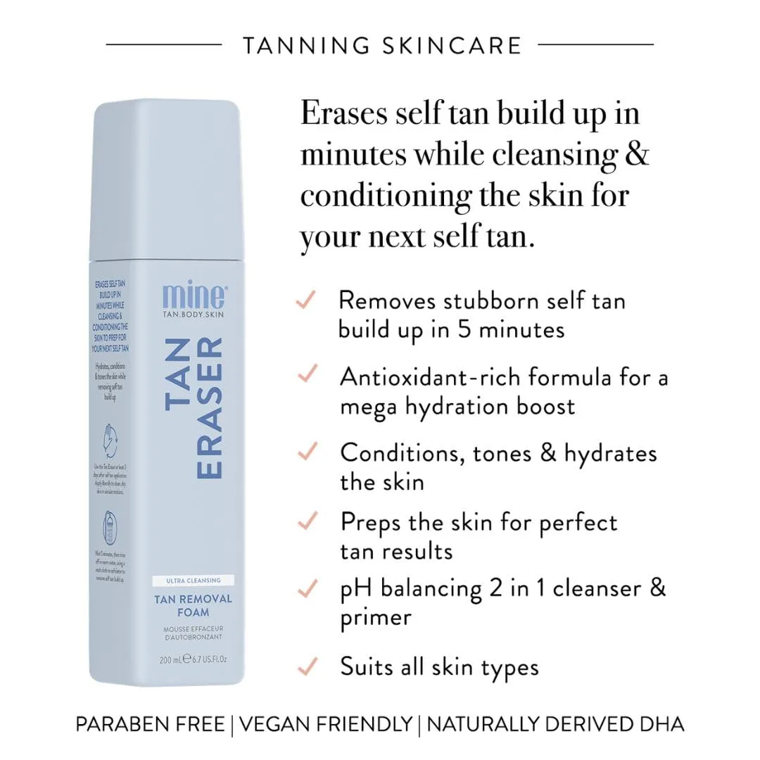 Пенка для автозагара Minetan Self Tan Eraser Foam | Нанесение за 5 минут, лучшее средство для снятия автозагара, для гладкой и чистой кожи, для лица и тела, ультраувлажняющее, 190 мл 198 мл (1 шт.) Minetan Body.Skin, Clear — фото 3
