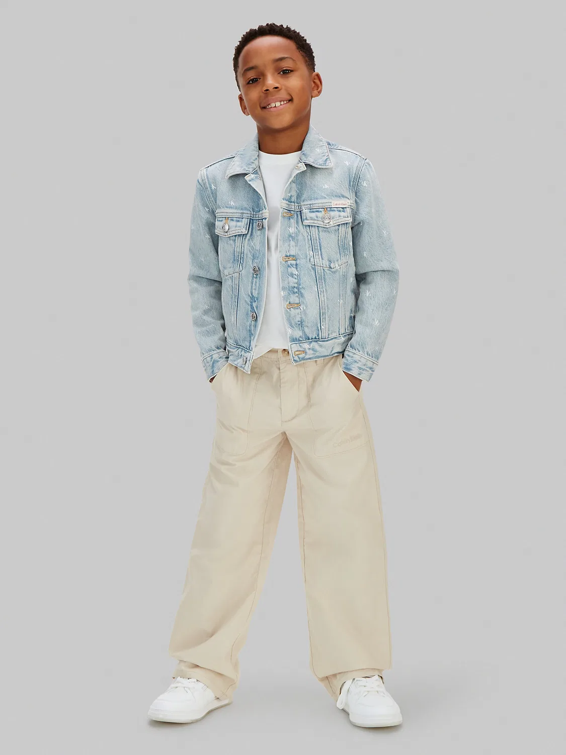 Брюки Calvin Klein Jeans с широкими штанинами, бежевые — фото 3